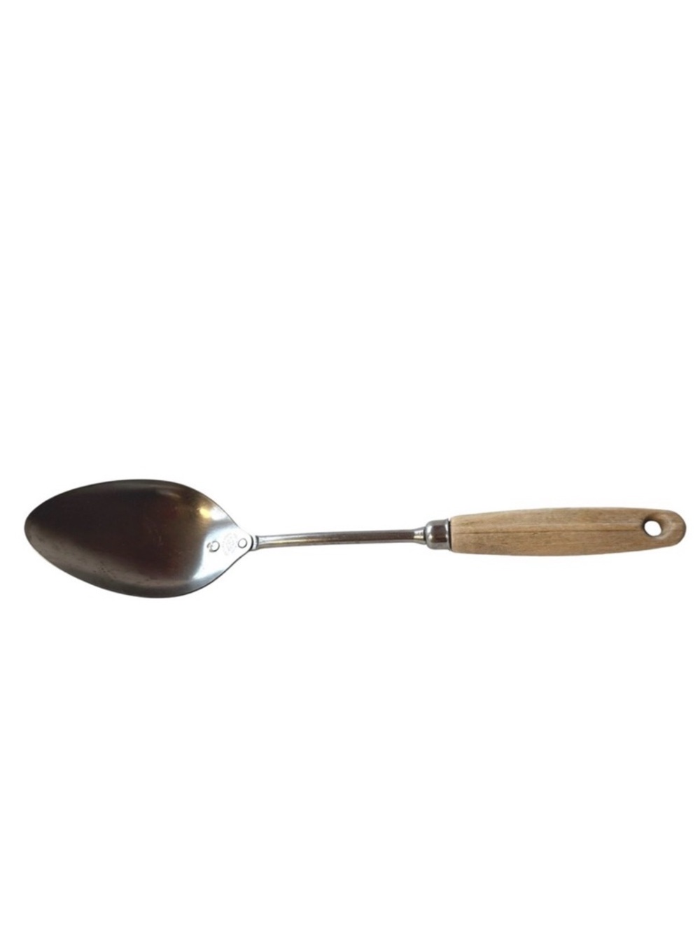 Vintage A&J Stainless Steel Basting Spoon Wood Handle USA Made 12"